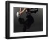 Closeup Low Section and Reflection of a Rugby Player Kneeling on One Knee with Ball-Nosnibor137-Framed Photographic Print