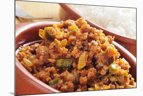 Closeup of a Earthenware Plate with Picadillo, a Traditional Dish in Many Latin American Countries,-nito-Mounted Photographic Print