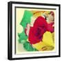 Closeup Of A Flower Bouquet With Roses, Daisies, Carnations And Other Flowers, With A Retro Effect-nito-Framed Art Print