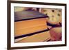 Closeup of a Pile of Old Books and an Old Alarm Clock on a Desk, with a Retro Effect-nito-Framed Photographic Print