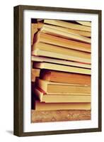 Closeup of a Piles of Books, with a Retro Effect-nito-Framed Photographic Print