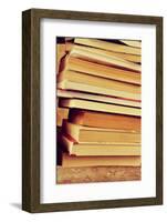 Closeup of a Piles of Books, with a Retro Effect-nito-Framed Photographic Print