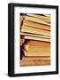 Closeup of a Piles of Books, with a Retro Effect-nito-Framed Photographic Print