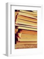 Closeup of a Piles of Books, with a Retro Effect-nito-Framed Photographic Print