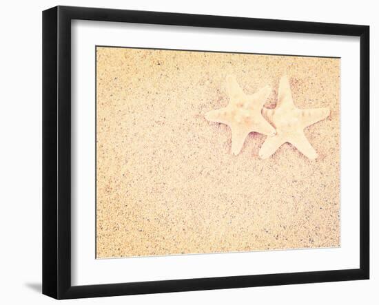 Closeup of a Starfish on the Sand of a Beach, with a Retro Effect-melking-Framed Photographic Print