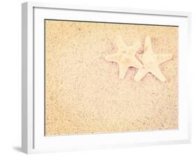 Closeup of a Starfish on the Sand of a Beach, with a Retro Effect-melking-Framed Photographic Print