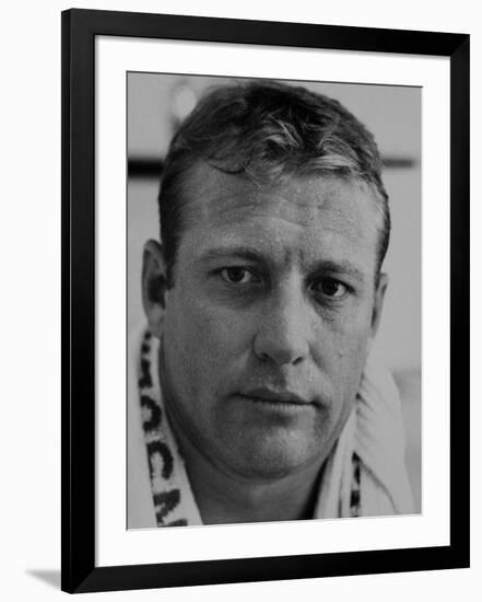 Closeup of Baseball Player Mickey Mantle-John Dominis-Framed Premium Photographic Print