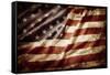 Closeup of Grunge American Flag-STILLFX-Framed Stretched Canvas