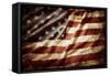 Closeup of Grunge American Flag-STILLFX-Framed Stretched Canvas