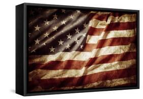 Closeup of Grunge American Flag-STILLFX-Framed Stretched Canvas