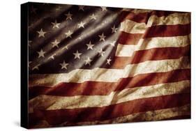Closeup of Grunge American Flag-STILLFX-Stretched Canvas