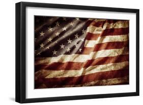 Closeup of Grunge American Flag-STILLFX-Framed Photographic Print