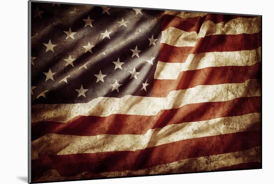 Closeup of Grunge American Flag-STILLFX-Mounted Photographic Print