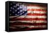 Closeup Of Grunge American Flag-STILLFX-Framed Stretched Canvas