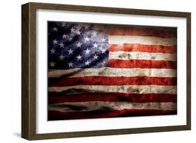 Closeup Of Grunge American Flag-STILLFX-Framed Art Print