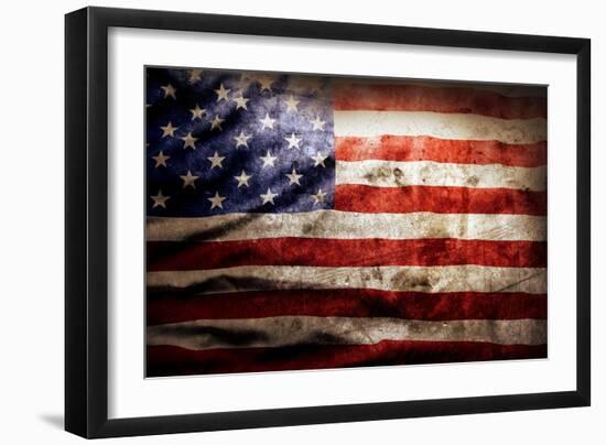 Closeup Of Grunge American Flag-STILLFX-Framed Art Print