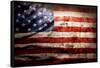 Closeup Of Grunge American Flag-STILLFX-Framed Stretched Canvas