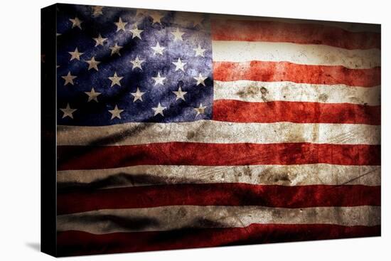 Closeup Of Grunge American Flag-STILLFX-Stretched Canvas