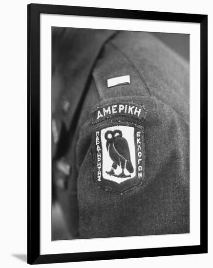 Closeup of Patch Being Worn by Us Members of the Allied Mission for Observing Greek Elections-null-Framed Photographic Print