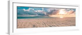 Closeup of Sand on Beach and Blue Summer Sky. Panoramic Beach Landscape. Empty Tropical Beach and S-icemanphotos-Framed Photographic Print