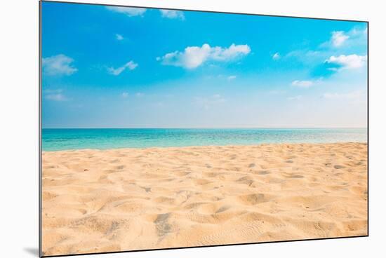 Closeup of Sand on Beach and Blue Summer Sky. Panoramic Beach Landscape. Empty Tropical Beach and S-icemanphotos-Mounted Photographic Print