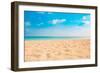 Closeup of Sand on Beach and Blue Summer Sky. Panoramic Beach Landscape. Empty Tropical Beach and S-icemanphotos-Framed Photographic Print