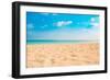 Closeup of Sand on Beach and Blue Summer Sky. Panoramic Beach Landscape. Empty Tropical Beach and S-icemanphotos-Framed Photographic Print