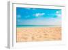 Closeup of Sand on Beach and Blue Summer Sky. Panoramic Beach Landscape. Empty Tropical Beach and S-icemanphotos-Framed Photographic Print