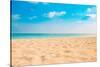 Closeup of Sand on Beach and Blue Summer Sky. Panoramic Beach Landscape. Empty Tropical Beach and S-icemanphotos-Stretched Canvas