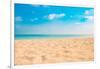 Closeup of Sand on Beach and Blue Summer Sky. Panoramic Beach Landscape. Empty Tropical Beach and S-icemanphotos-Framed Photographic Print