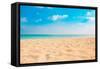 Closeup of Sand on Beach and Blue Summer Sky. Panoramic Beach Landscape. Empty Tropical Beach and S-icemanphotos-Framed Stretched Canvas