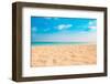 Closeup of Sand on Beach and Blue Summer Sky. Panoramic Beach Landscape. Empty Tropical Beach and S-icemanphotos-Framed Photographic Print