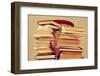 Closeup of Some Piles of Books on a Chair, with a Retro Effect-nito-Framed Photographic Print