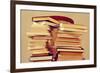 Closeup of Some Piles of Books on a Chair, with a Retro Effect-nito-Framed Photographic Print