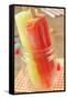 Closeup of Two Appetizing Ice Pops of Different Flavors in a Glass Jar-nito-Framed Stretched Canvas