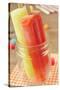 Closeup of Two Appetizing Ice Pops of Different Flavors in a Glass Jar-nito-Stretched Canvas