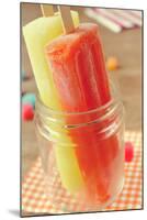 Closeup of Two Appetizing Ice Pops of Different Flavors in a Glass Jar-nito-Mounted Photographic Print