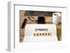 Closeup on Notebook over Wood Table Background, Focus on Wooden Blocks with Letters Making Embrace-stanciuc-Framed Photographic Print