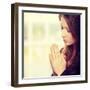 Closeup Portrait of a Young Caucasian Woman Praying-B-D-S-Framed Photographic Print