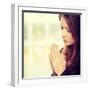 Closeup Portrait of a Young Caucasian Woman Praying-B-D-S-Framed Photographic Print