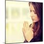 Closeup Portrait of a Young Caucasian Woman Praying-B-D-S-Mounted Photographic Print