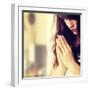 Closeup Portrait of a Young Caucasian Woman Praying-B-D-S-Framed Photographic Print