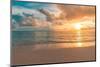 Closeup Sea Sand Beach. Panoramic Beach Landscape. Inspire Tropical Beach Seascape Horizon. Orange-icemanphotos-Mounted Photographic Print