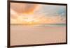 Closeup Sea Sand Beach. Panoramic Beach Landscape. Inspire Tropical Beach Seascape Horizon. Orange-icemanphotos-Framed Photographic Print