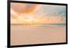 Closeup Sea Sand Beach. Panoramic Beach Landscape. Inspire Tropical Beach Seascape Horizon. Orange-icemanphotos-Framed Photographic Print