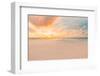 Closeup Sea Sand Beach. Panoramic Beach Landscape. Inspire Tropical Beach Seascape Horizon. Orange-icemanphotos-Framed Photographic Print