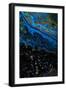 Closeup View of an Original Painting. Hand Painted Abstract Dark Cosmic Grunge Background. Modern F-Suchota-Framed Art Print