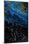 Closeup View of an Original Painting. Hand Painted Abstract Dark Cosmic Grunge Background. Modern F-Suchota-Mounted Art Print
