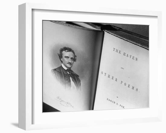 Closeups of Very Old Book by Edgar A. Poe-null-Framed Premium Photographic Print