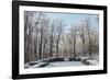 Closter ruin with snow at the Jostberg in Bielefeld in winter.-Nadja Jacke-Framed Photographic Print